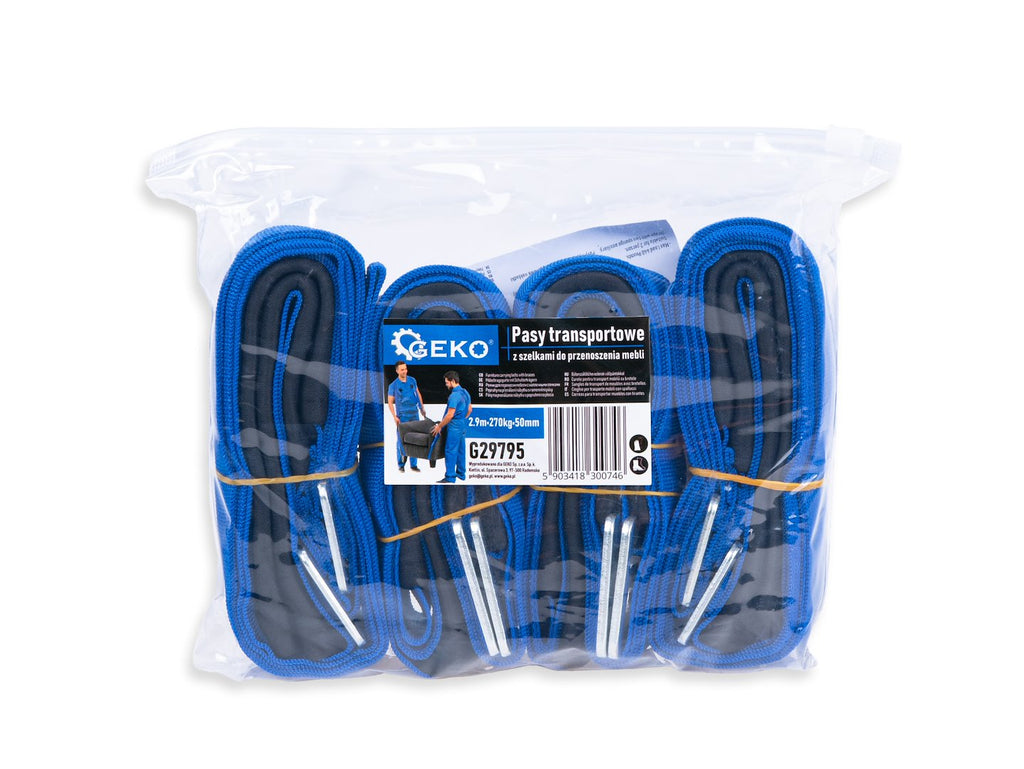 Mēbeļu nešanas siksnas ar plecu lencēm, 2,9 m / 370 kg / 50 mm