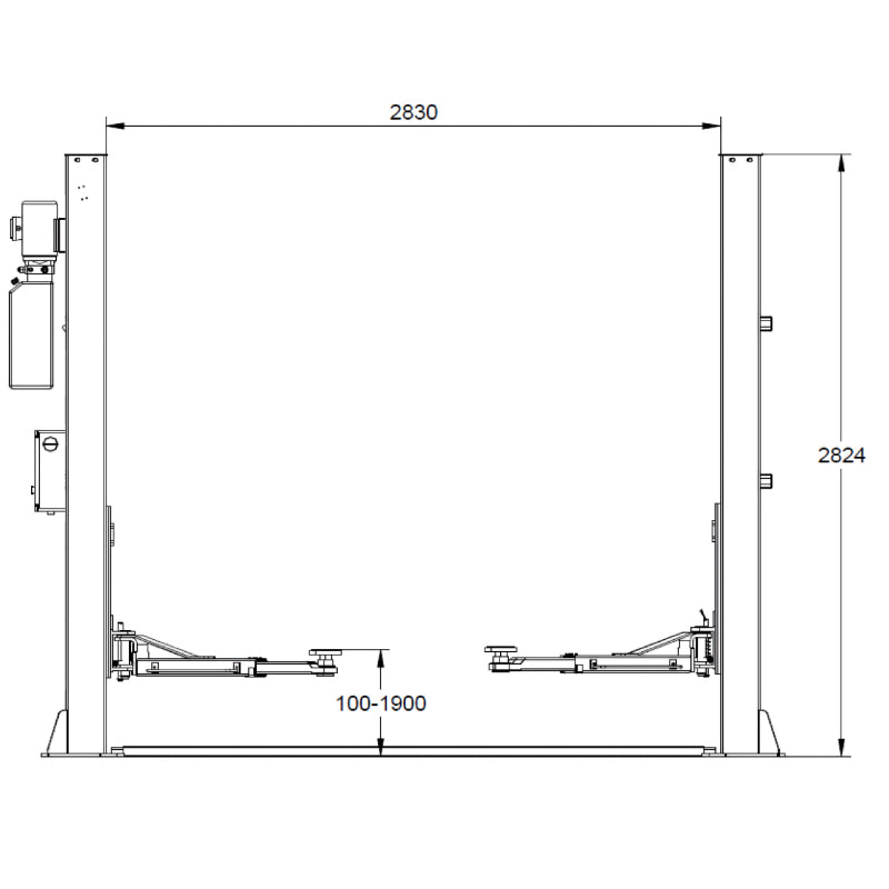 Divu statņu elektrohidrauliskais pacēlājs ar celtspēju 4 t.