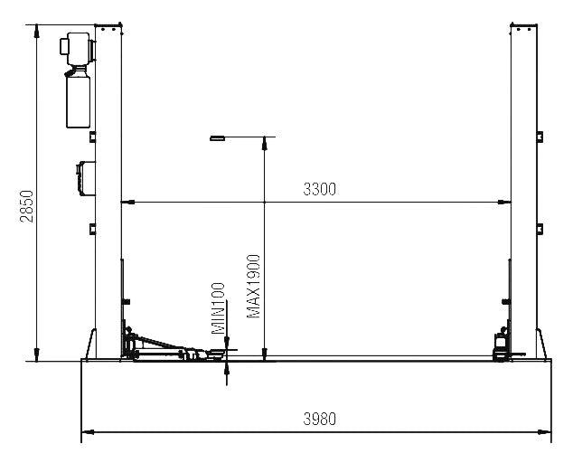 Divu statņu elektrohidrauliskais pacēlājs ar celtspēju 5,5 t